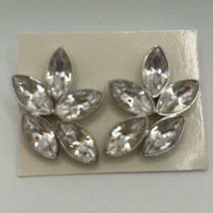 VTG AVON -1990's "GALA NIGHTS" Silver Tone Oversize Navette Rhinestone Earrings